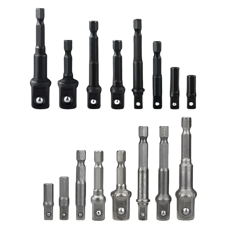 Drill Socket Adapter Kit Impact Drill Extension Bit Socket Adapter Kit 1/4\'\' 3/8\'\' 1/2\'\' Square Head 1/4\'\' Hex Shank Drill Tools