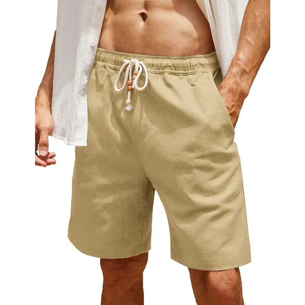 Casual Shorts, Cotton Linen Tie Large Size Pocket Casual Pants Shortses,Straight Leg 5/10 Pants, Casual Shorts