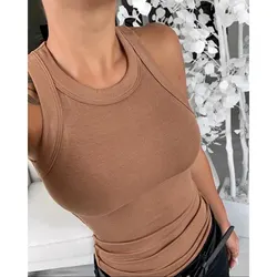 2024 Summer New Tank Top Women's Sexy Round Neck Underlay with Hanging Straps