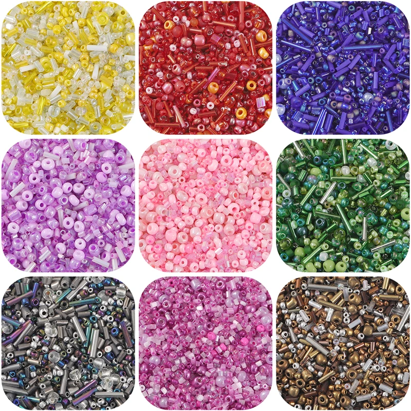 30g Mixed Round Tubular Bugle Glass Bead Mix Colors and Size For DIY Jewellery Garment Beading Embroidery Accessorie