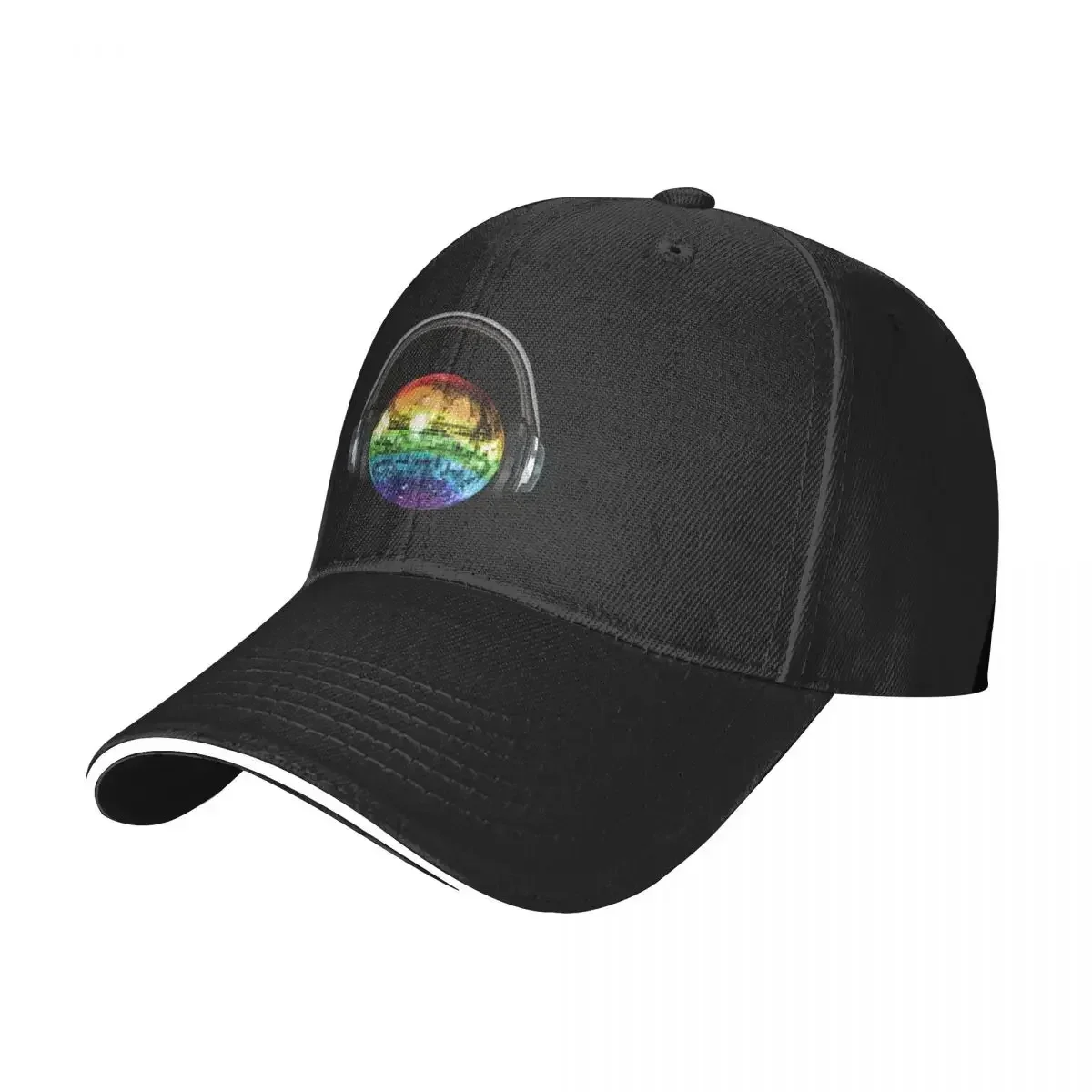 Headphones Rainbow Disco Ball Baseball Cap Sunscreen Brand Man cap Sun Hat For Women's Hats For The Sun Men's