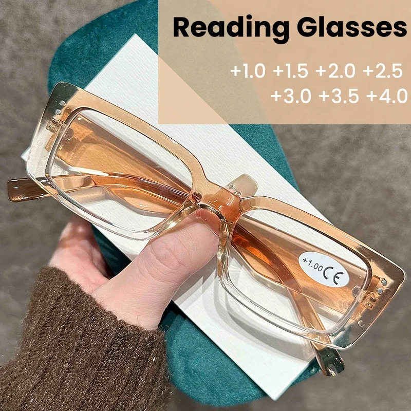 

Fashionable and Personalized Square Frame Reading Glasses Anti Blue Light Eyeglasses Diopter To +4.0 Presbyopia Unisex