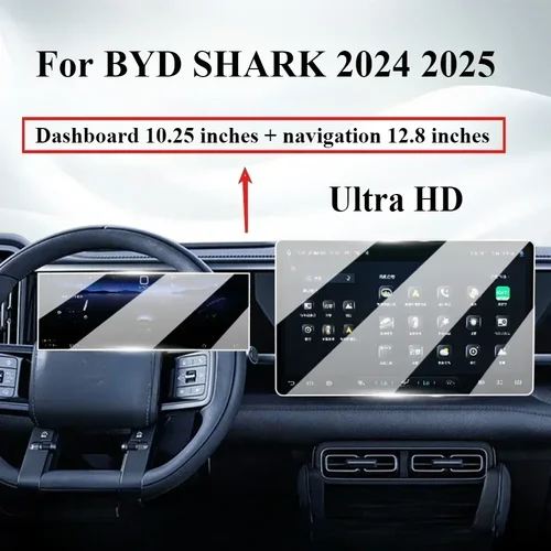 Vidrio templado para BYD SHARK 2024 2025, navegación Interior del coche, medios de entretenimiento, pantalla de centro táctil, película protectora