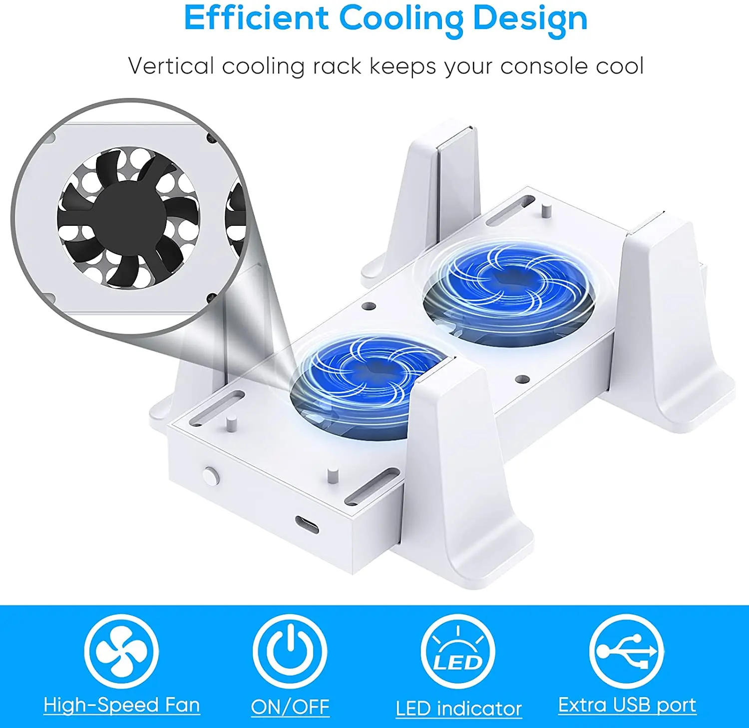 Vertical Dual Cooling Stand 2 Cooling Fans 3-Speed Cooler Dock Station for Xbox Series S Game Console Holder with 2 USB Ports