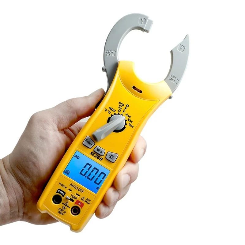 Compact HVACR Clamp Multimeter SC260 – True RMS Clamp Meter with Temperature, Capacitance & Backlight，home.