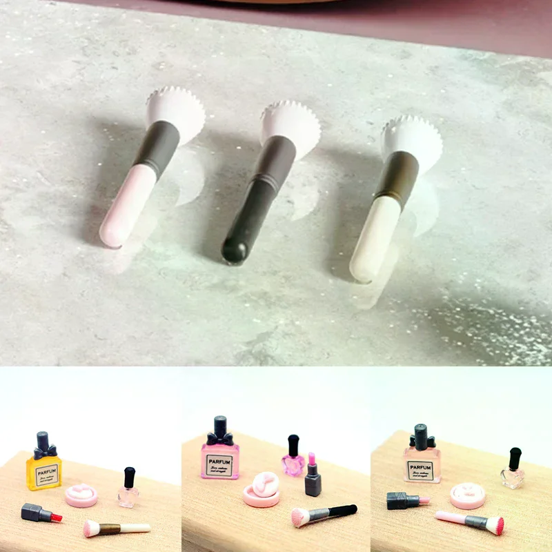 1 مجموعة 1:12 دمية مصغرة مستحضرات التجميل أحمر الشفاه ضغط مسحوق العطور فرشاة للمكياج نموذج دمية ماكياج المشهد. اكسسوارات الديكور #2