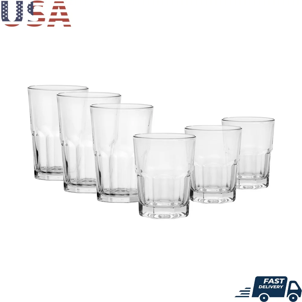 

12-Piece Clear Glass Drinkware Set Water Juice Cocktails Durable Elegant Design Perfect Home Kitchen Entertaining