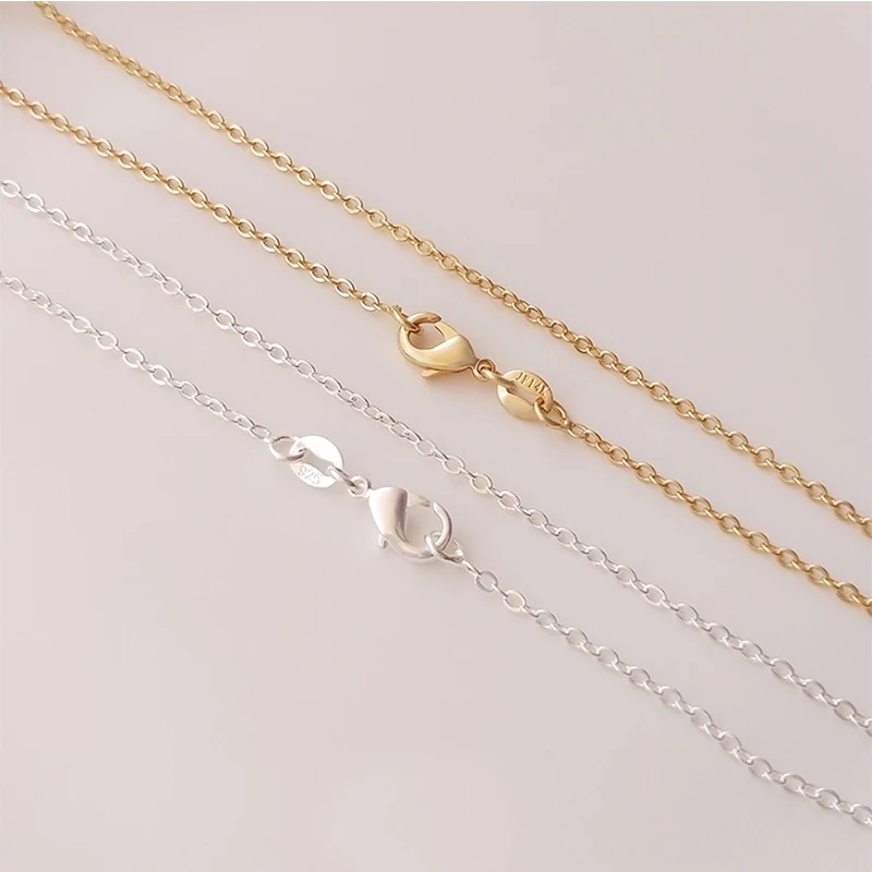 

1.5mm 14K Real Gold Plated Brass Thin Choker Necklace Chain For Jewelry Making Supply Men Women High Quality Jewelry Gift