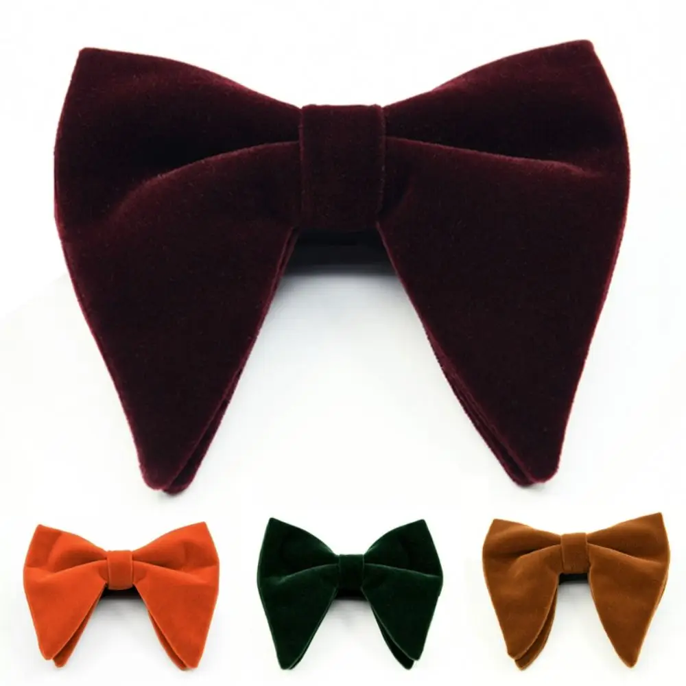 New Velvet Bow Tie Adjustable Solid Mens Oversized Bow Tie Big Bow Tie Wedding Party