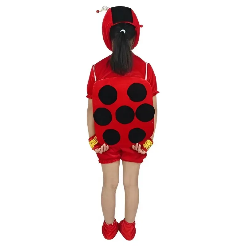 

Children's Anime Red Ladybug Costume with Helmet Girl Hallowmas Cosplay Ladybirds Party Stage Performance Clothing for Kids CVNT