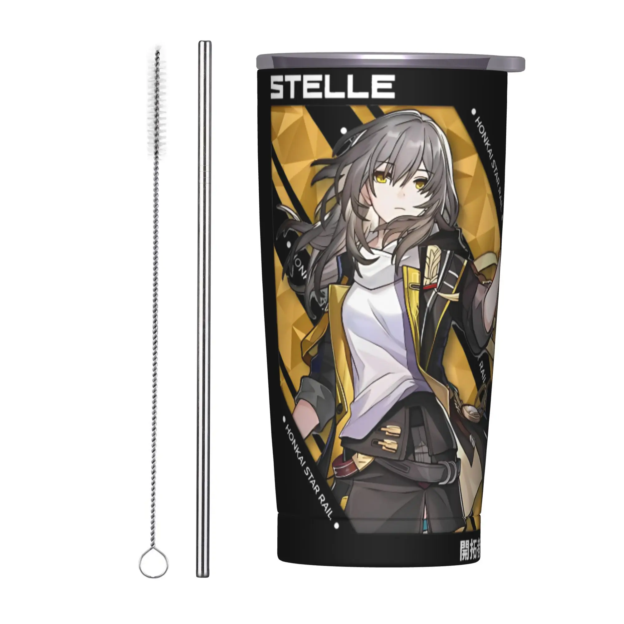 Stelle Honkai Star Rail Tumbler Vacuum Insulated Game Anime Thermal Cup with Lid Straw Travel Outdoor Mugs Hot Cold Drink, 20oz
