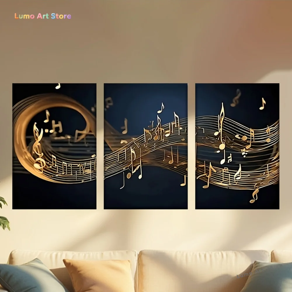 3pcs/set, Canvas Painting--Unframed, Music Notes Wallpapers Wallpapers, Posters and Prints, Living Room, Office, Library, Bar