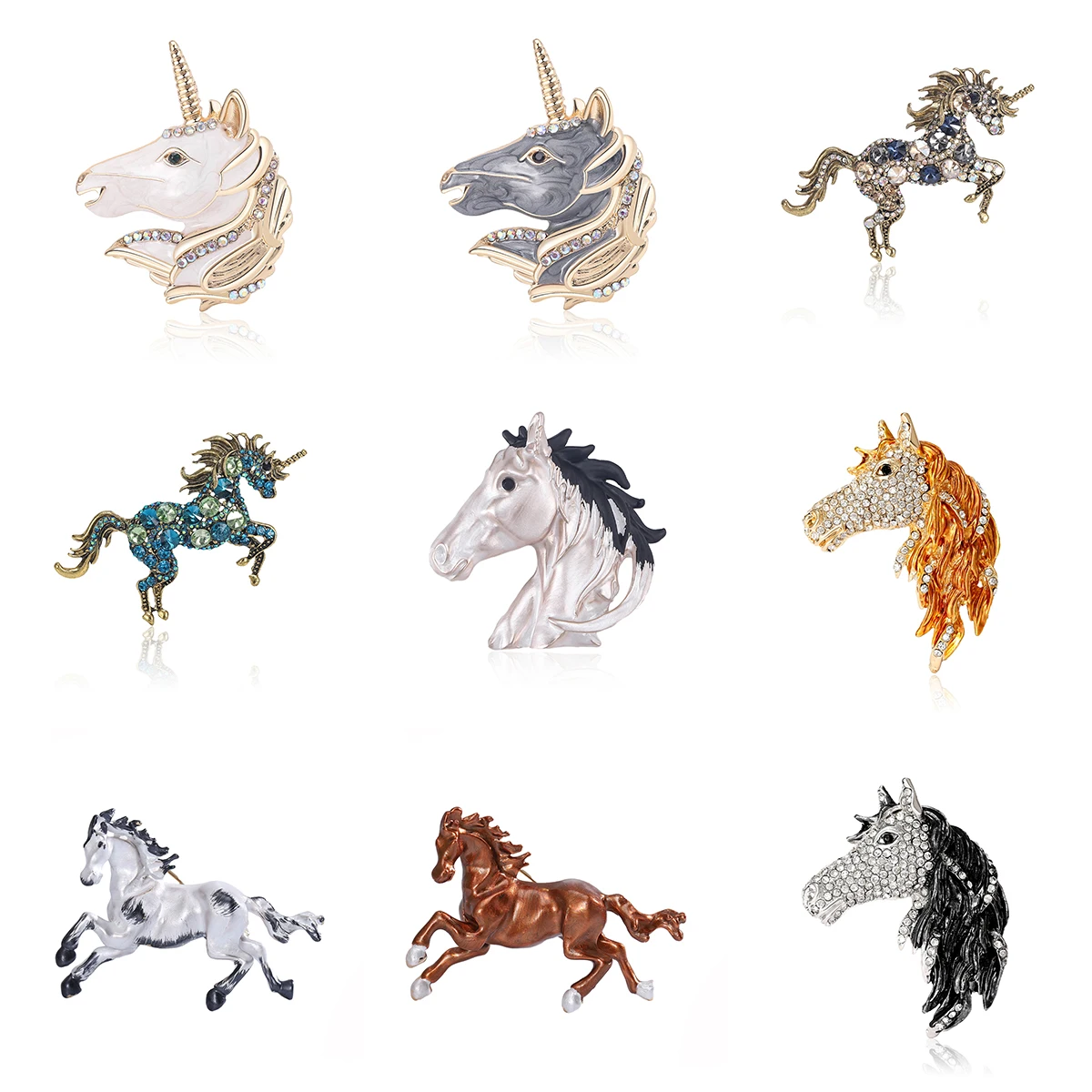 Trendy Enamel Horse Brooches for Women Unisex Animal Pins Multi-color Available Casual Party Accessories Gifts