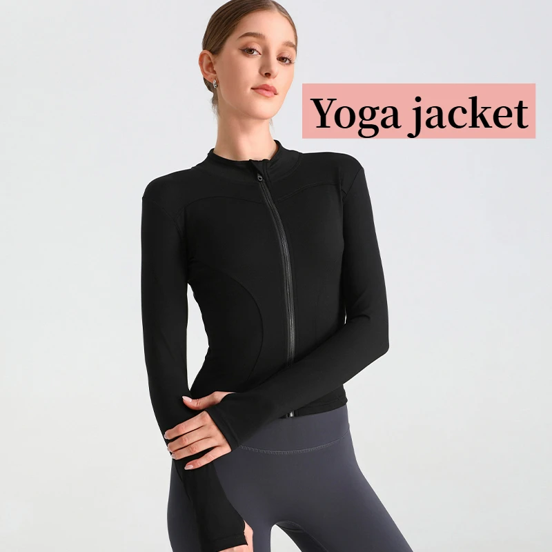 

Outdoor Sports Jacket Tight Fitting High Elasticity Breathable Stand Up Collar Women's Top Quick Drying Long Sleeved Yoga Suit