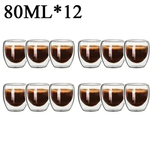 2-18 Buah Mug Kaca Borosilikat Tinggi Dinding Ganda Cangkir Air Kopi Jus Susu Teh Tahan Panas Set Perlengkapan Minum Bar Set Kreativitas Hadiah 6 gelas koktail dengan penjualan terbaik - №