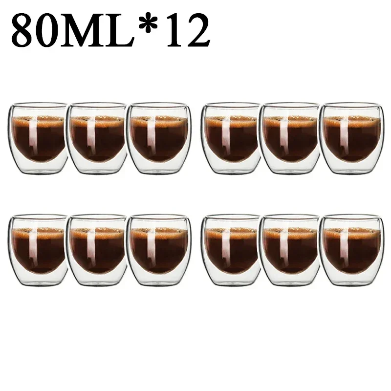 2-18 SZTUK Kubek z podwójną ścianką ze szkła borokrzemowego Odporny na ciepło herbata Mleko Sok Kawa Woda Kubek Bar Drinkware Prezent Kreatywność Zestaw