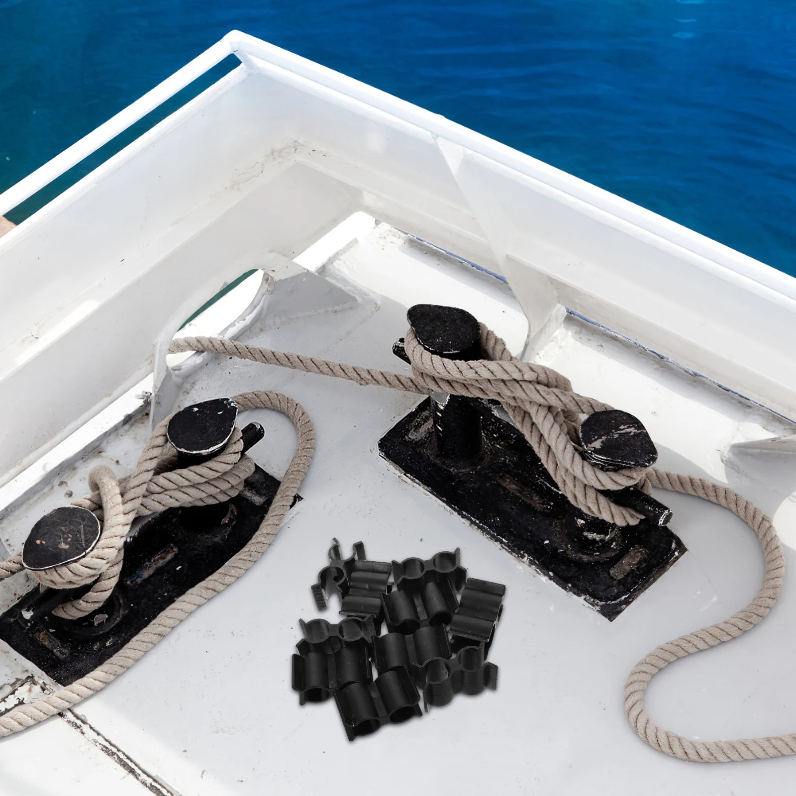 

10pcs Double Pipe Clamps Nylon Boat Pipe Connectors Durable Shelf Pole Connectors For Yachts Boats Waterproof