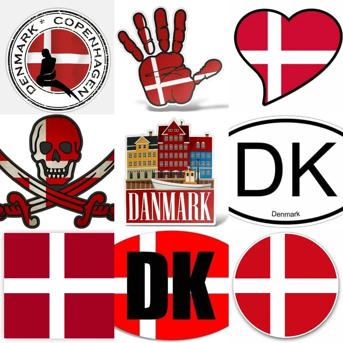 

DK Denmark Flag Emblem PVC Stickers for Decorate Car Laptop Motorcycle Wall Room Bicycle Table Off-road Helmet Decal Accessories