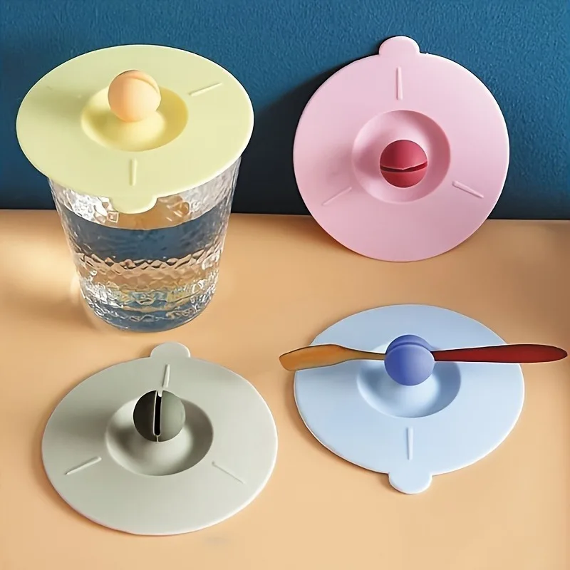 4pcs Reusable Food Grade Silicone Cup Lid - Keep Your Hot & Cold Beverages Airtight & Leak-Proof