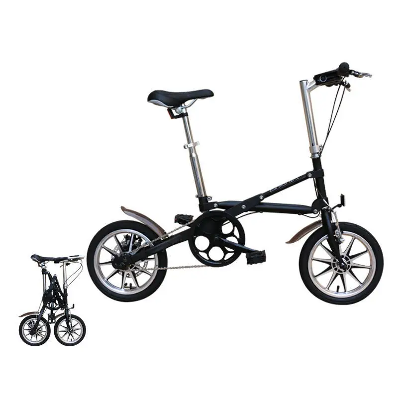 14 Inch Alloy Wheels Steel Frame 7 Speed Disc Brake Folding Bike Compact Design Trunk Storage