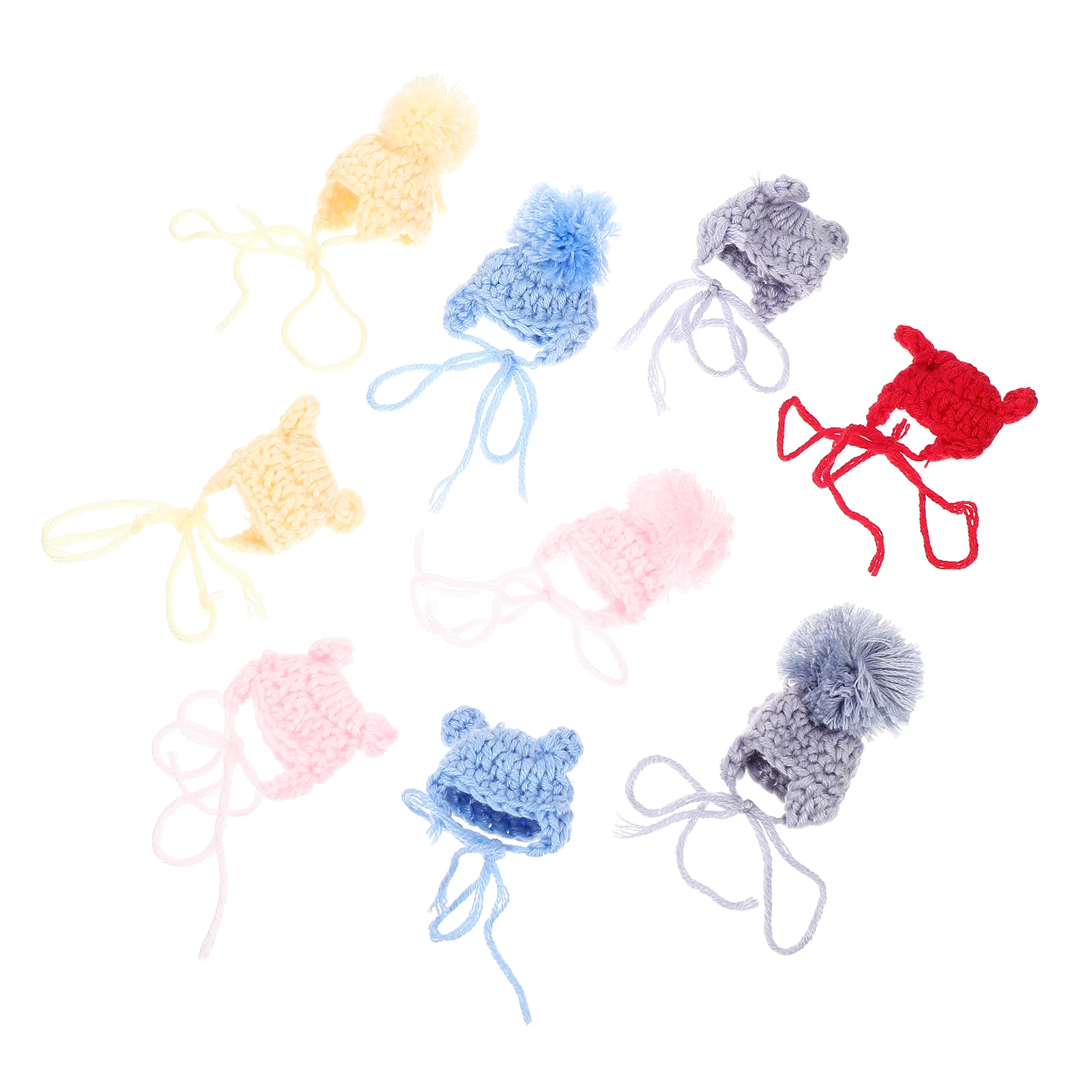 

9 Pcs Woolen Beanie Hats Small Charm Decorative Miniature Knitting Crochet Crafts Handmade Floral Lovely Creative Durable DIY