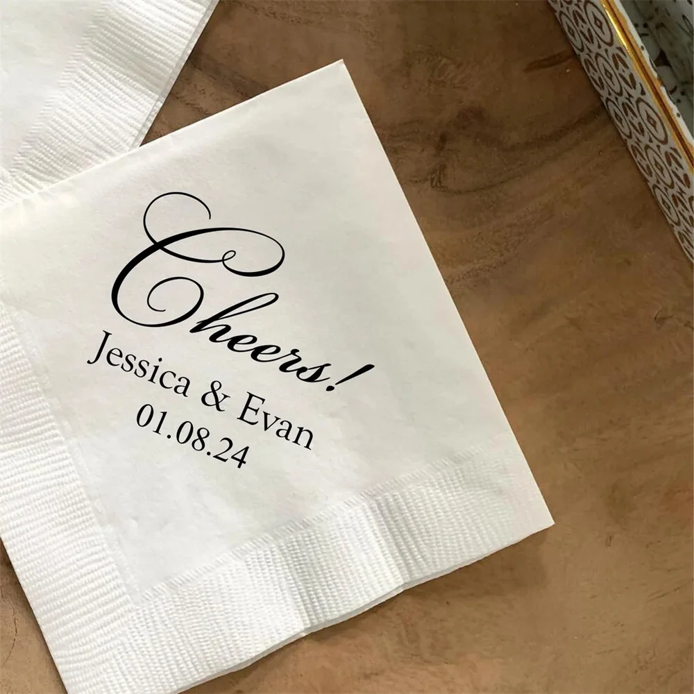 50PCS Personalized Napkins, Cocktail Napkins paper, party napkin bar, Wedding Napkin Birthday, Rehearsal dinner, beverage, Lunch