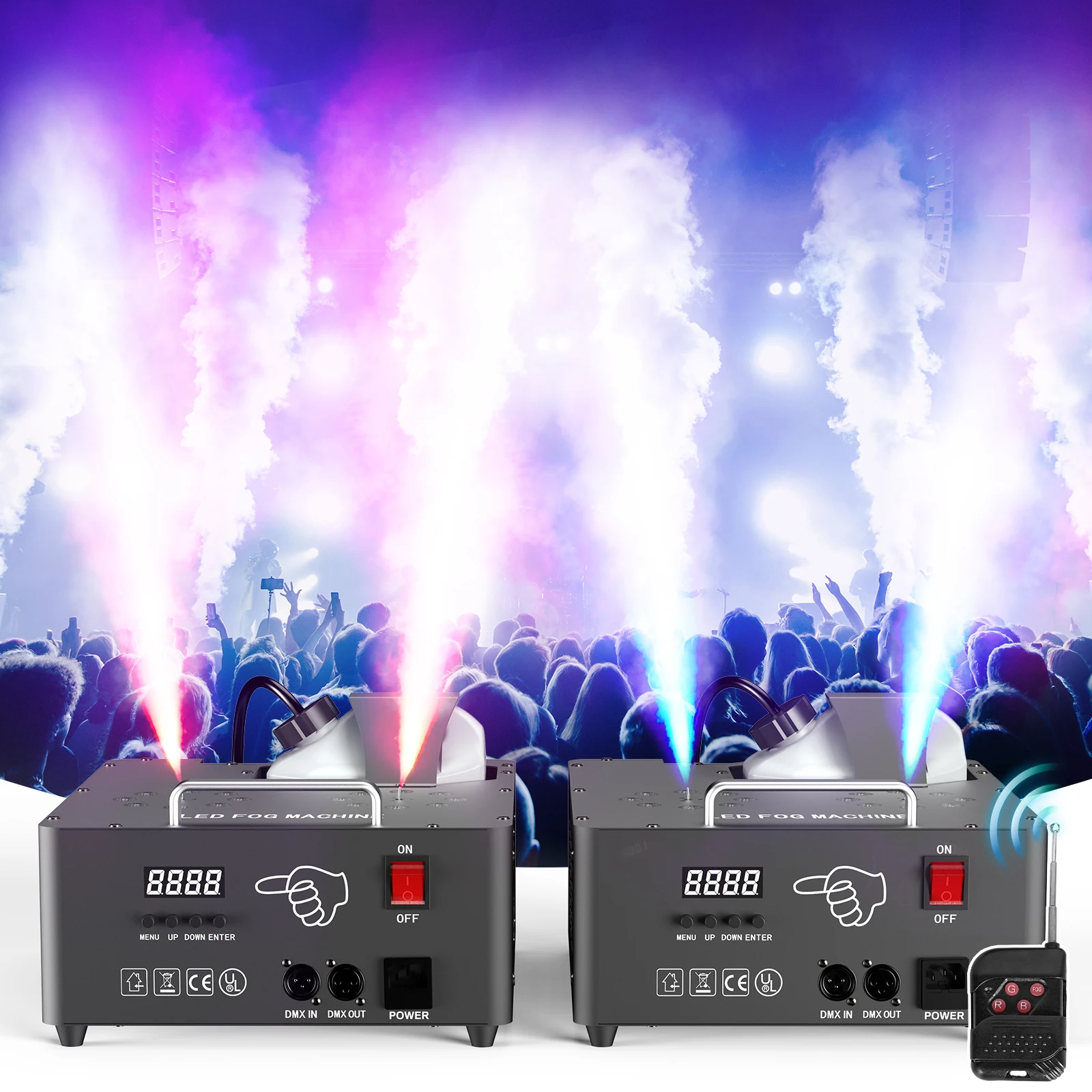 

U`King 2000W Rgb Led Smoking Machine for Wedding Party Events Stage Effect Equipment Double Tube Adjustable Smoke Machine