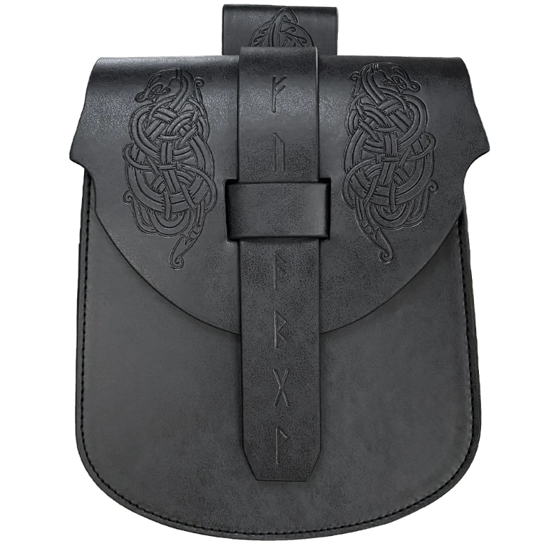 

Embossed Leather Belt Bag Waist Coin Pouches Medieval Cosplay Accessories