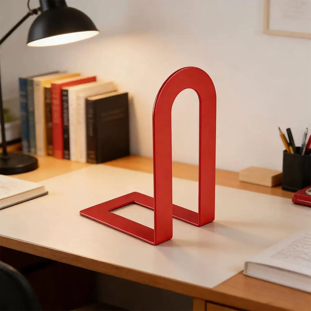 2Pcs L Shaped Desk Bookends Iron Book Stand Durable Book Holder Simple Display Book Support Rack Non Slip Shelf Holder