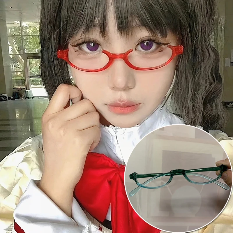 Anime Character Kamishiro Rize Cosplay Red Glasses Akemi Homura Role Play Half Frame Eyeglass Without Lens Accessories Eyewear