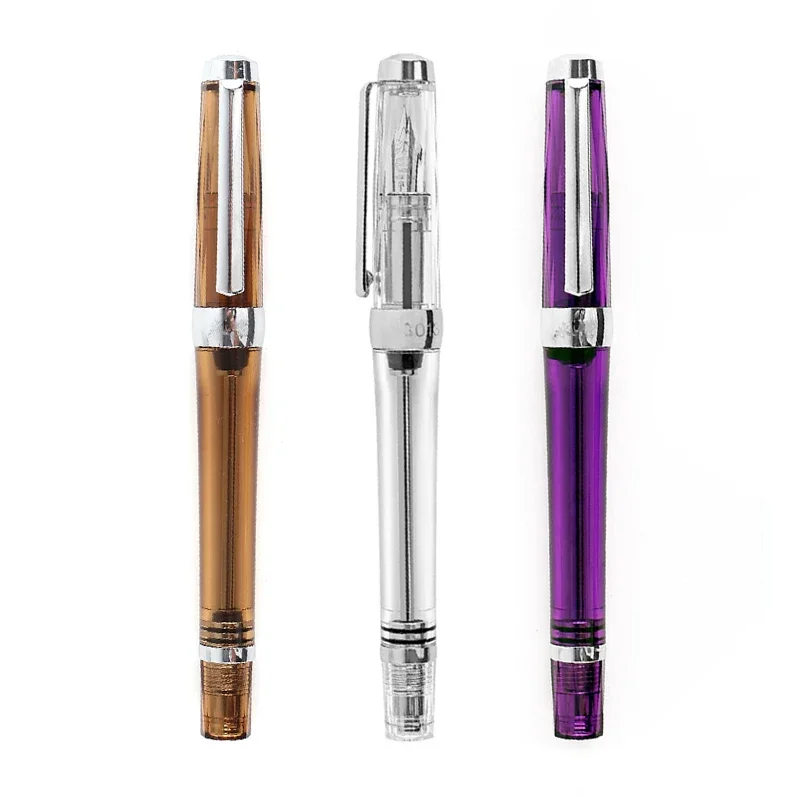 3013 Vacuum Negative Pressure Fountain Pen Resin Transparent Ink Pen EF/F Nib 0.38/0.5mm Fountain Pen Business Gift