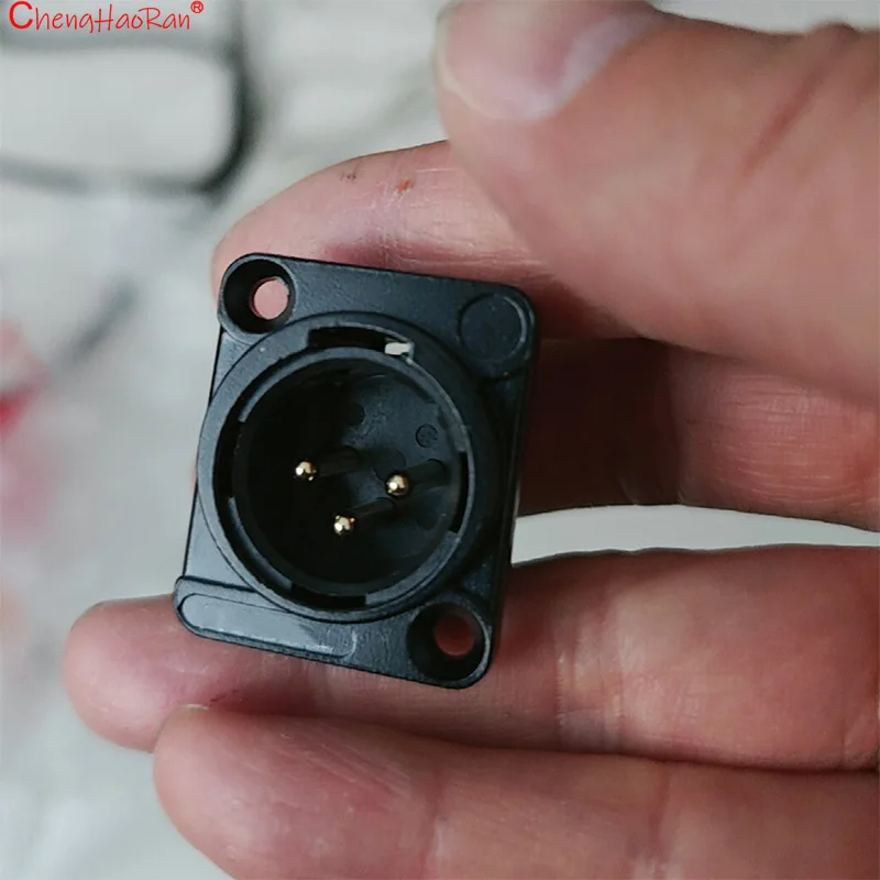 ChengHaoRan 1PC XLR Connector Square Metal Black Silver 3/4/5 Core Sound Microphone Mixing Console  Male Female Connector