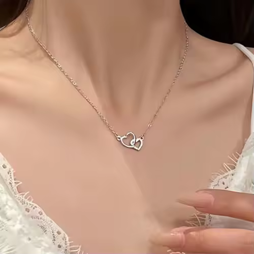 New Fashion Simple Silver Color Love Heart Pendant Necklace Charm Chain Collares Necklace for Women Party Jewelry Daily Wear - Image 2