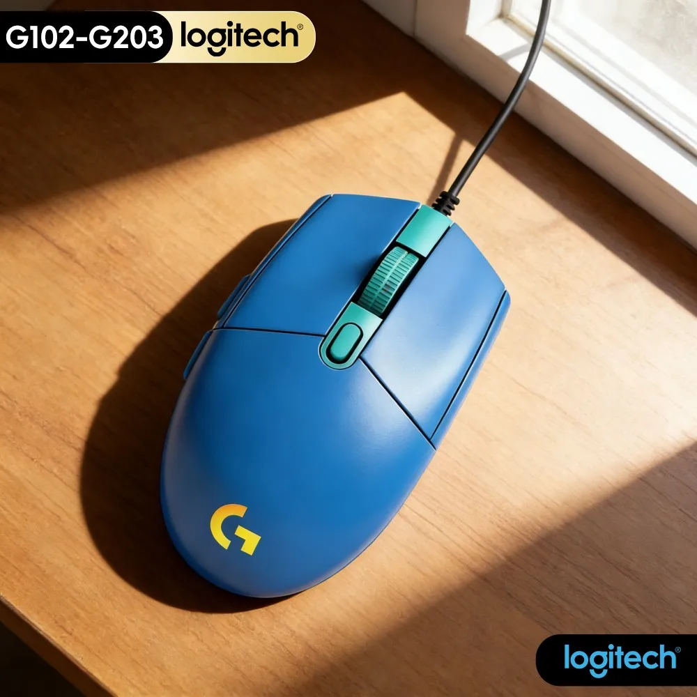 G102 Logitech G203 Gaming Mouse, Classic Black With RGB Lights, 6 Programmable Buttons, Fast Tracking, For Esports