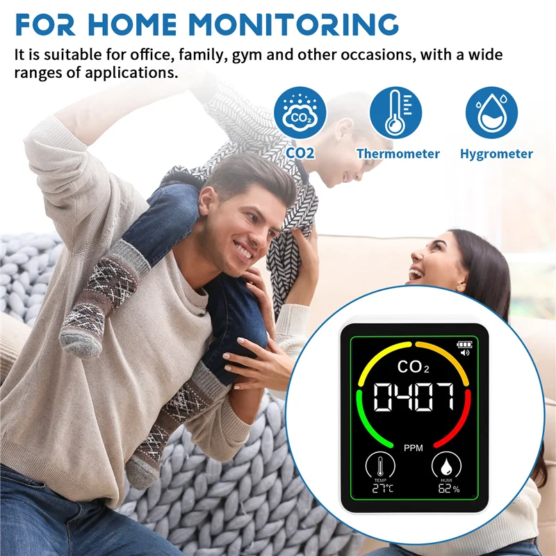 Y14A MT03 3 In 1 Air Quality Monitor CO2 Temperature Humidity Tester CO2 Detector Carbon Dioxide Detector