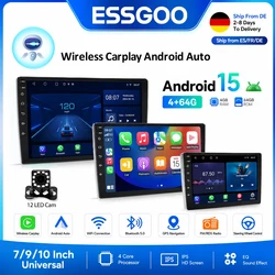 ESSGOO Android 15 Car Radio Wireless Carplay Auto 2 Din 7