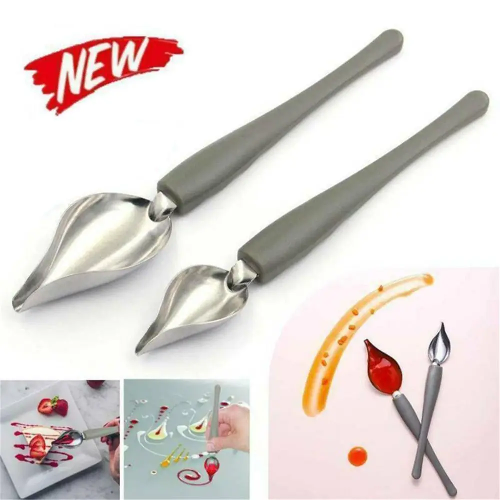 Decor Sauce Painting Stainless Steel Kitchen Nozzle Spoon Art Pencil Draw Design Chef Decoration Spoon Valon Sauce Spoon