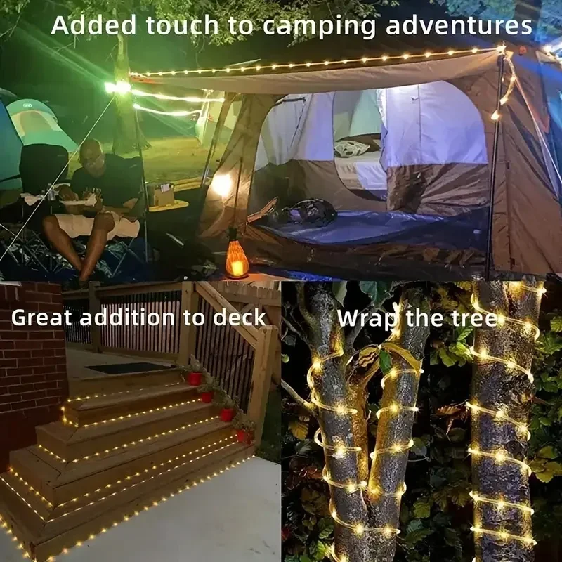 تعمل بالطاقة الشمسية LED سلسلة أضواء 8 طرق المعادن في الهواء الطلق حبل الجنية أضواء لعيد الميلاد حديقة التخييم شجرة ورود للزينة #4