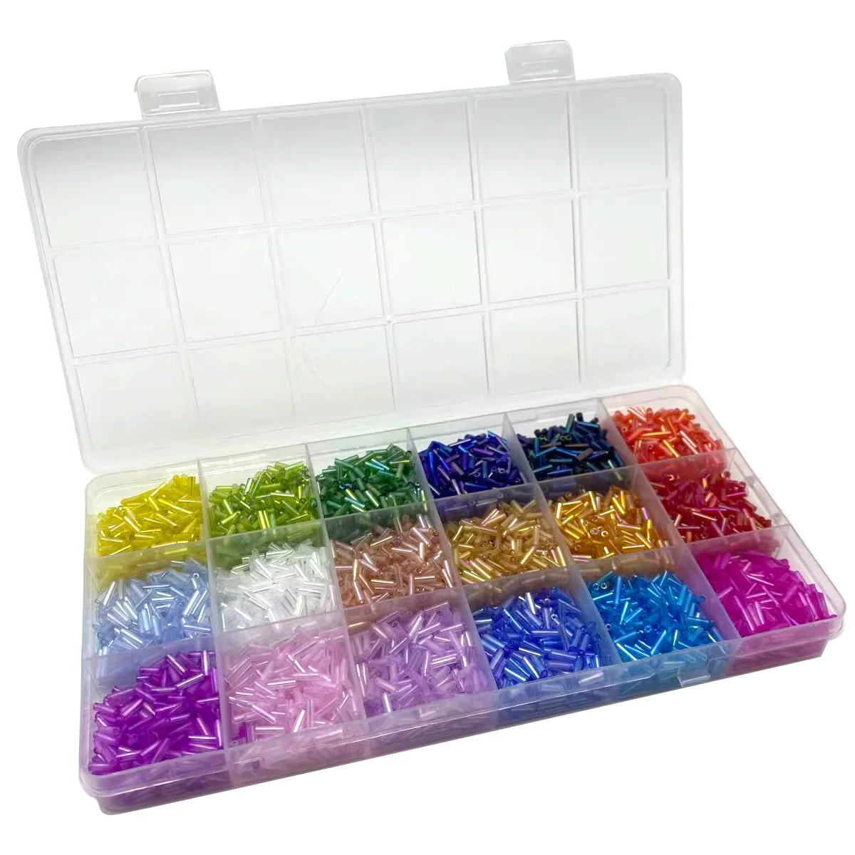 

18 grid color plated three tube set 2 * 7mm Glass tube shaped dispersed beads Handmade DIY bracelet necklace making materials