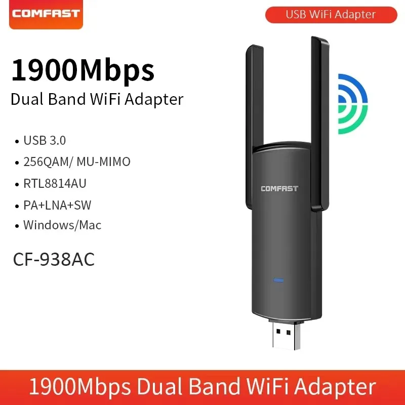 COMFAST BE6500 AX5400 AX1800 AC1900 AC1300 WiFi 6 USB Adapter 2.4G/5GHz/6GHz Wireless Network Card WiFi 7 Wi-Fi Dongle WIFI 5