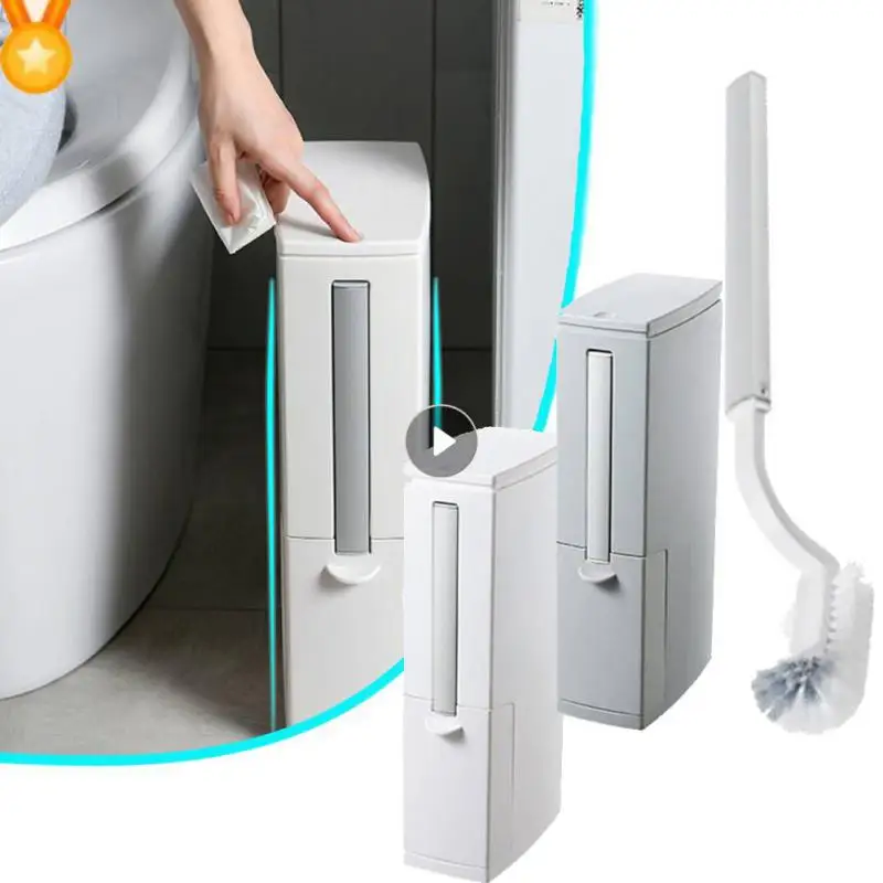 Trash Can Bathroom Wall Mounted Hanging Trash Bin With Lid Waterproof Narrow Seam Rubbish Bin Toilet Waste Garbage Bin Accessory