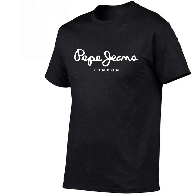 Kaus Logo Pepe-Jeans-London Terbaru 2025 Atasan Kaus Populer Lengan Pendek Pria/Wanita Musim Panas Uniseks