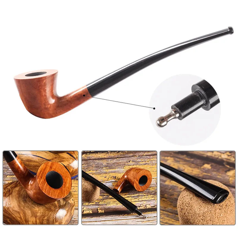 Long Briar Pipe Multi Choice Straight Smoking Pipe Best Briar Wood Pipe 3mm Filter Smoking Pipe Set Pipes for Smoking