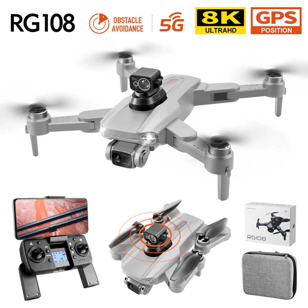 RG108 MAX Drone Laser Obstacle Avoidance 8K HD Dual Camera Aerial Photography Brushless Motor GPS Return Dron Toy 1200M