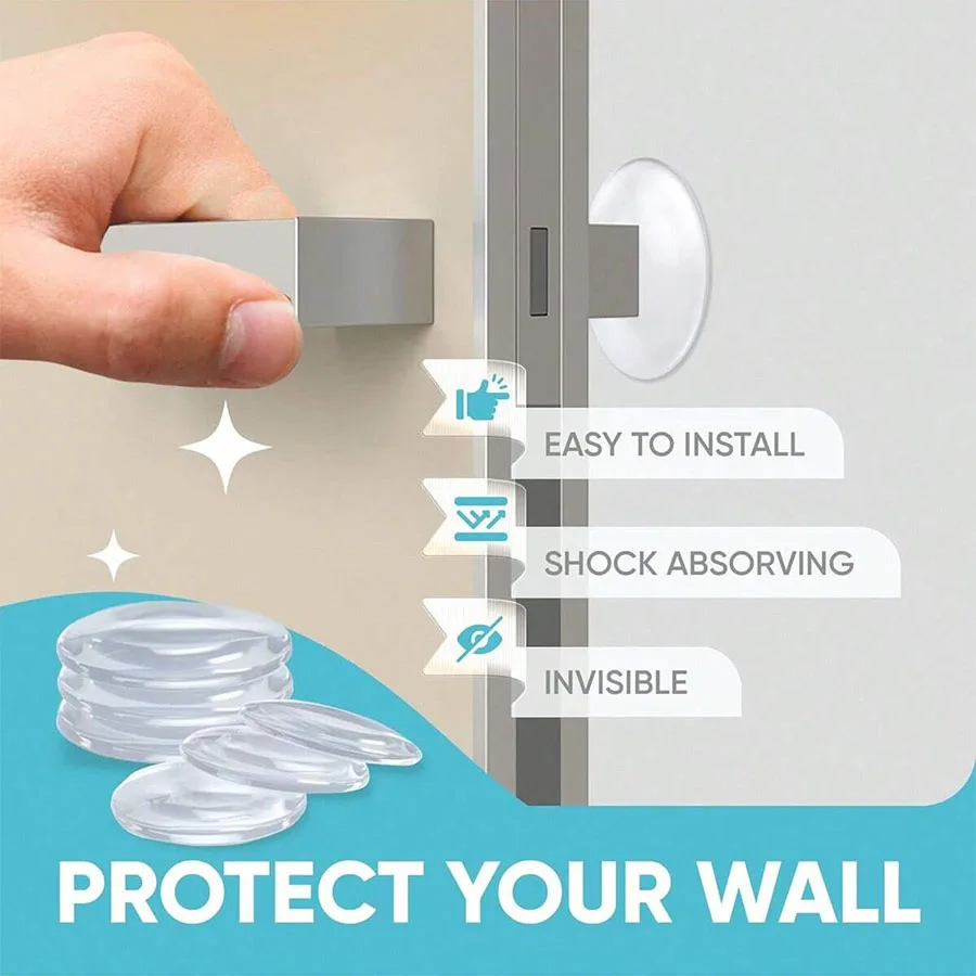 Door Knob Wall Shield Clear Soft Rubber Door Stopper Door Handle Bumper Mute Stickers Wall Protector Muffler Pad Protective Plug