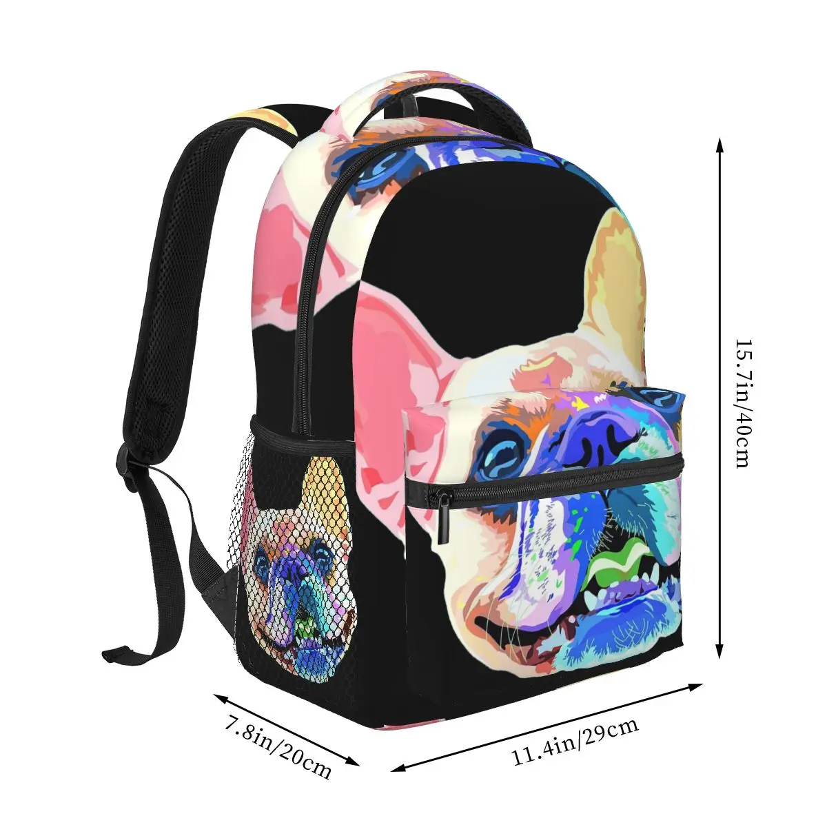 Smiling Rainbow French Bulldog Backpacks Boys Girls Bookbag Children School Bags Cartoon Laptop Rucksack Shoulder Bag Large