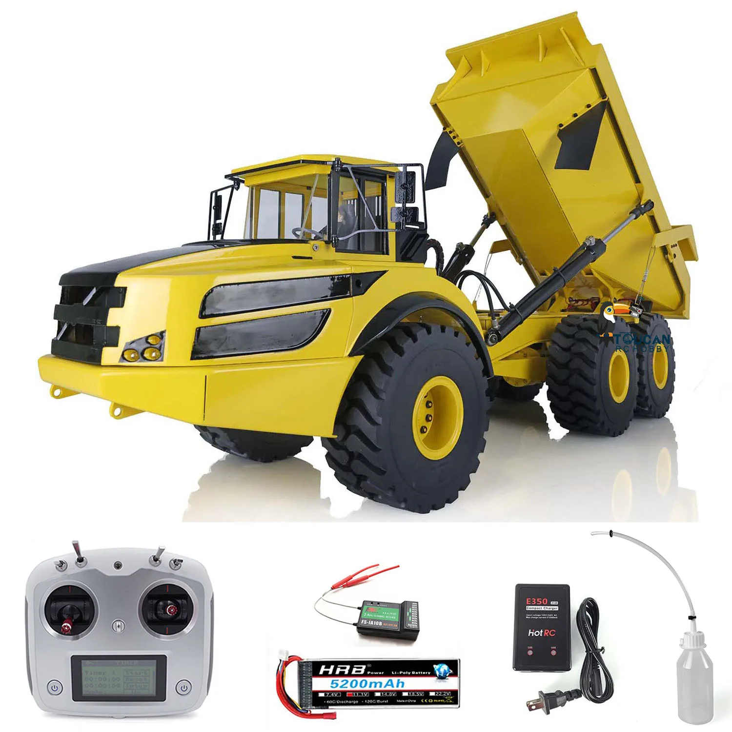 A40G XDRC 1/14 6*6 Metal Hydraulic Lifting RC Articulated Truck Dumper Tipper Ready To Run Model Radio Sound Light Battey Gifts