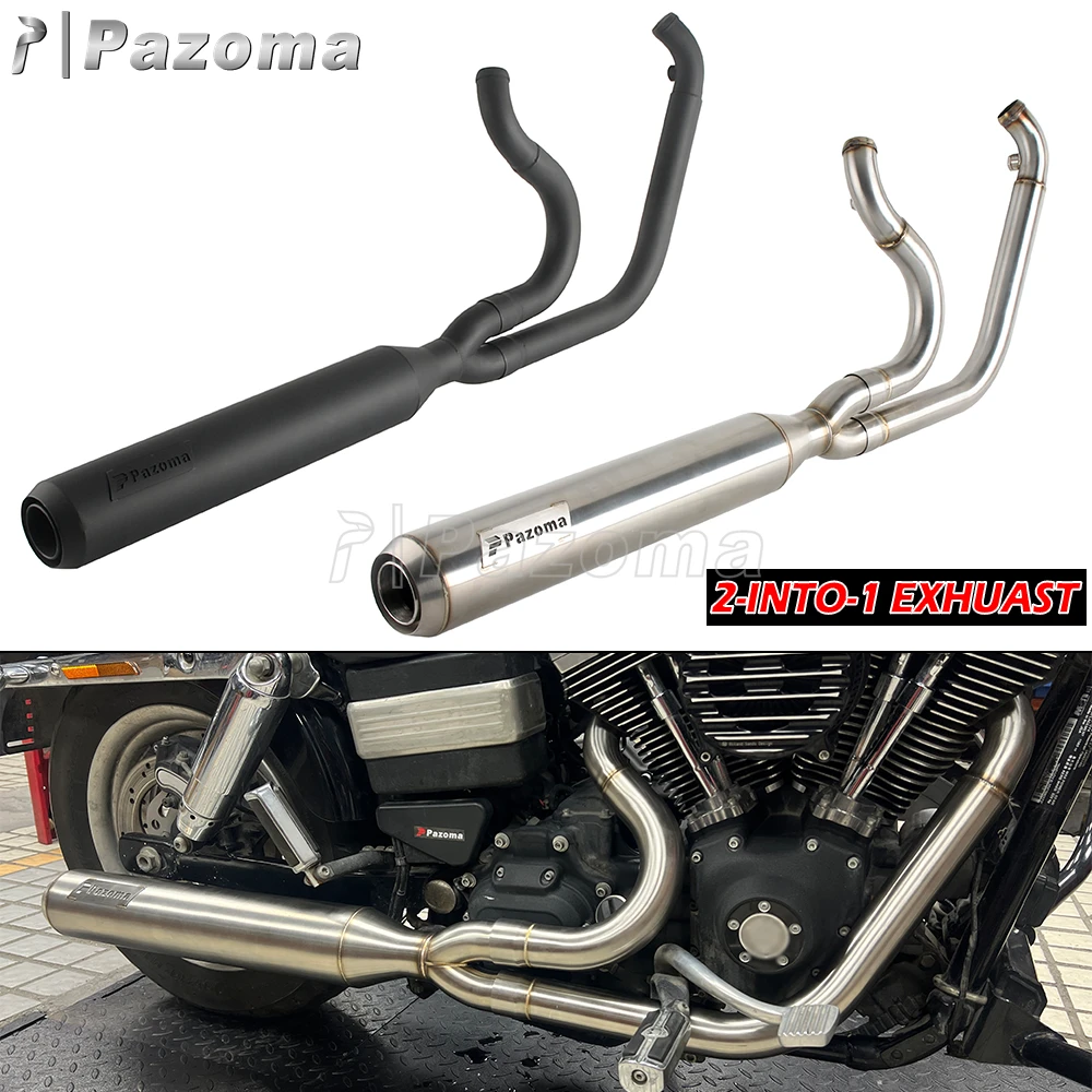 

Full Length Exhaust System 1-3/4" to 2" Head Pipe Exhaust Muffler 2-in-1 Mufflers Tube For Harley Dyna FXDF FXDL FXDB FXD FXDWG