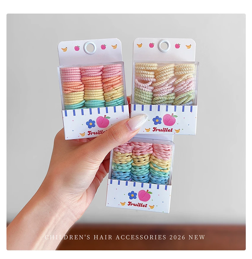 2026 Modische Kinder Mini-Haargummis im Set, Weiche Nylon-Stoff-Haarbänder in Bonbonfarben, Hochelastische Haargummis für Mädchen und Kleinkinder – Detail 8