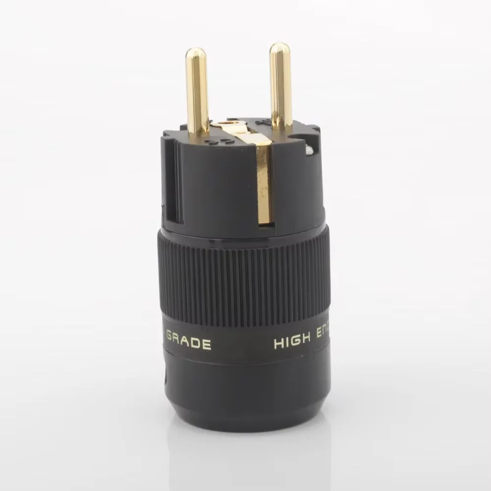 

12pcs EU male Plug 24K Gold Plated Brass Schuko AC power plug hifi EU audio power adapter connector
